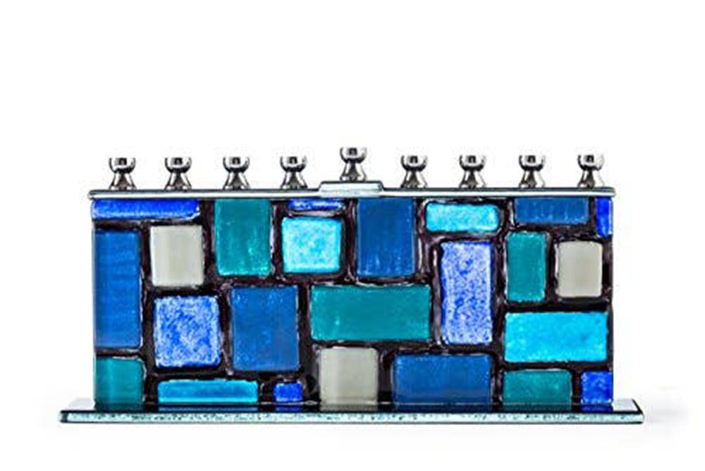 Ner Mitzvah Walls of Jerusalem Glass Menorah