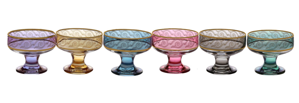 Color Bowls With Gold Design Set Of Six