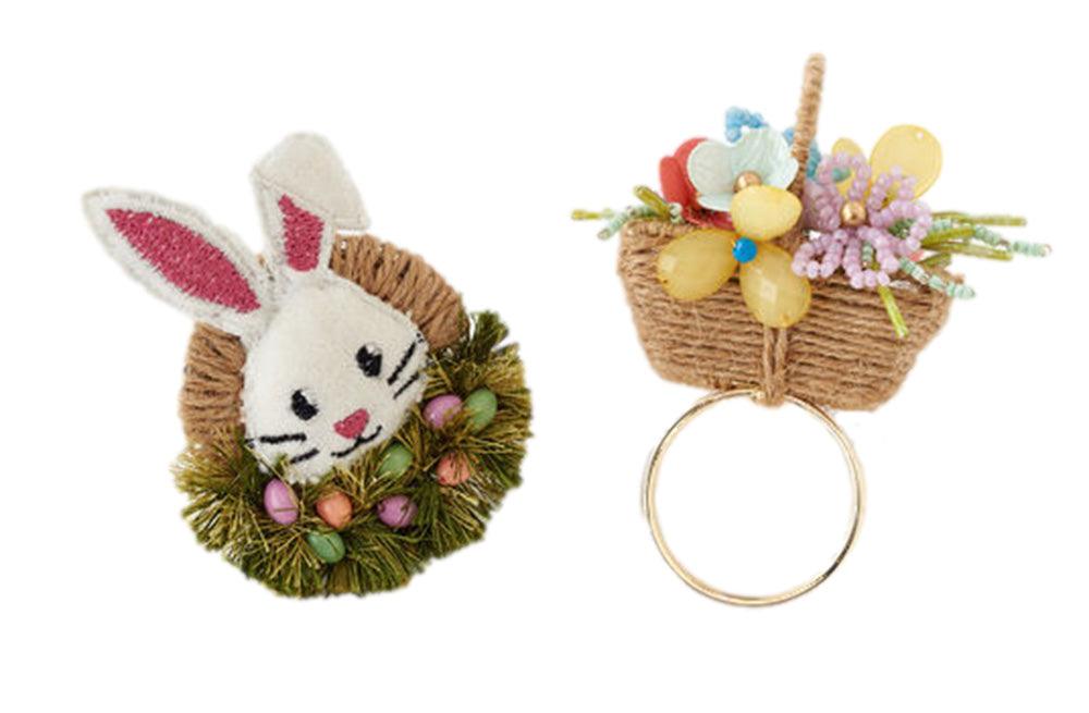 Bunny and Basket Napkin Rings S/4