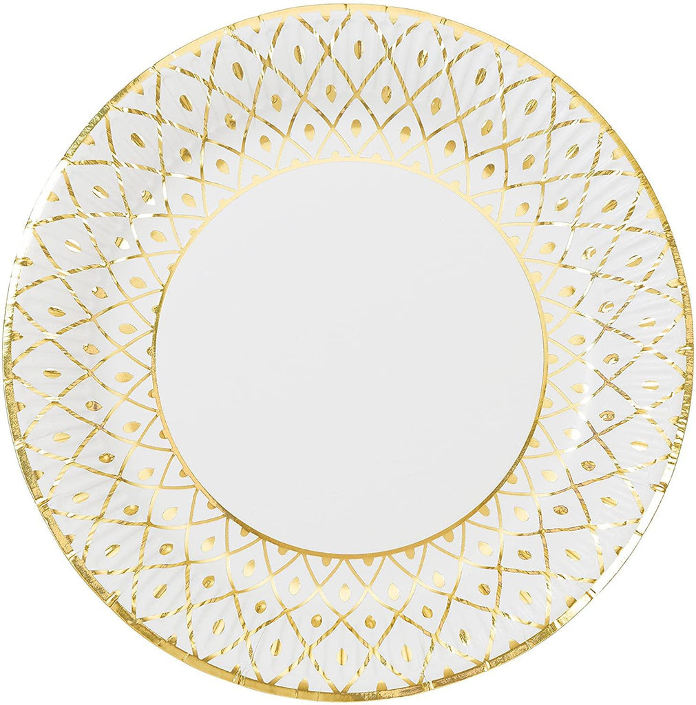 Gold and White Paper 9" Plates