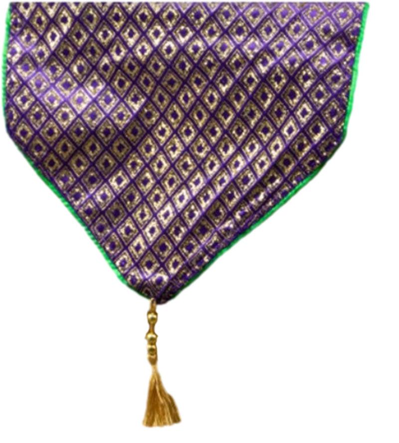 Purple Velvet and Gold Diamond Table Runner