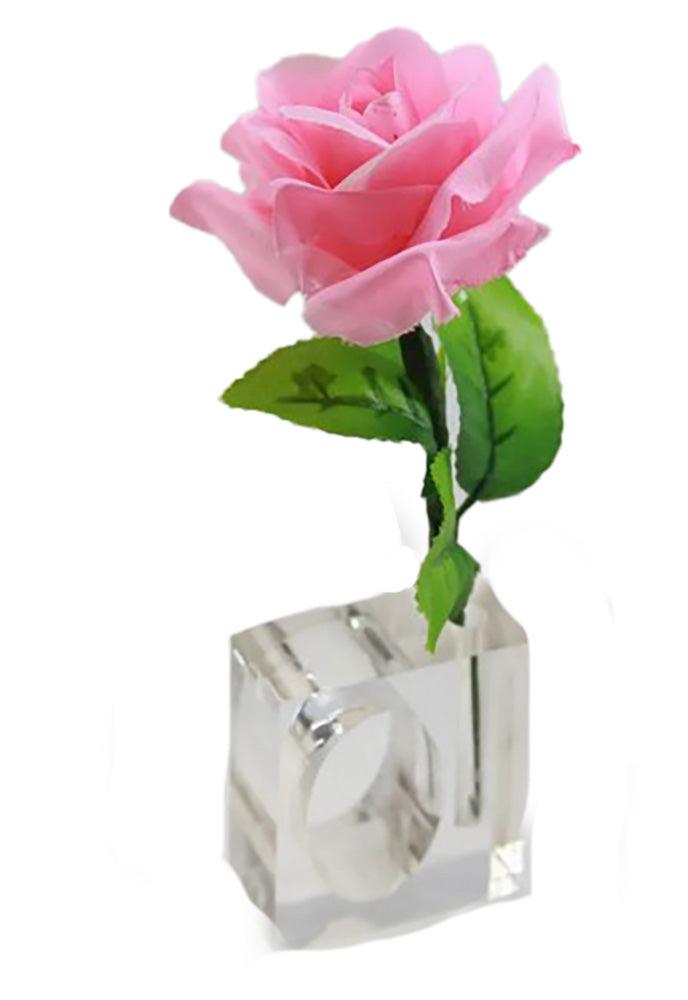 Clear Acrylic Flower Vase Napkin Rings Set/4