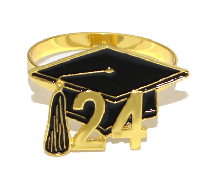 Graduation Cap Year 24 Napkin Rings (Set/4)