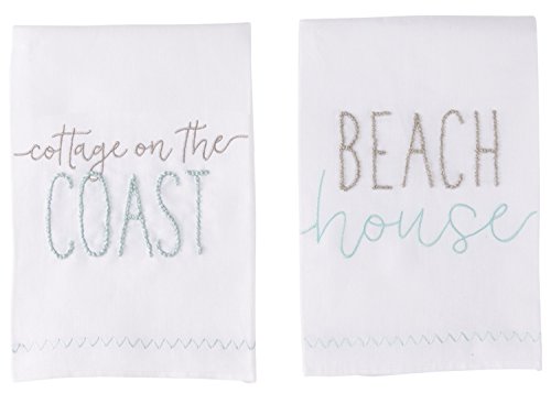 "Beach House" and "Cottage on Coast" Linen Guest Hand Towels