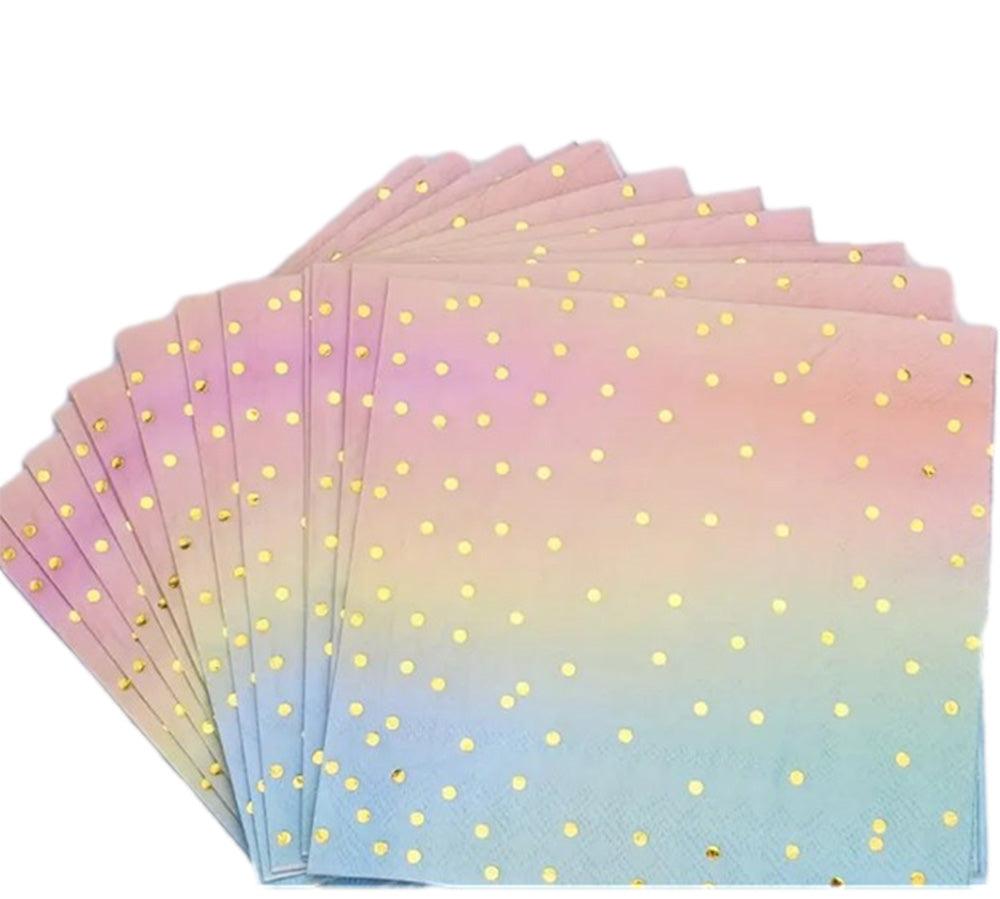 Pink Yellow Blue Ombre Paper Dinner Napkins
