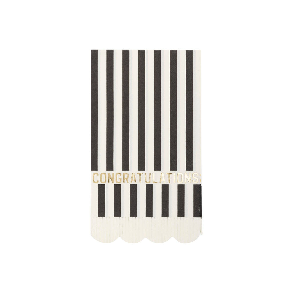 Congratulations Black and White Striped Paper Dinner Napkins