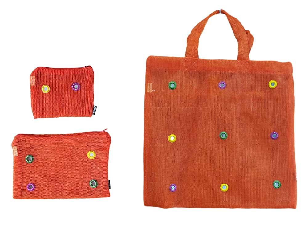 Orange Tote Bag and Accessories Set