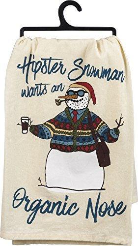 Hipster Snowman Dish Towel