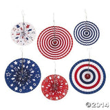 Red White Blue Party Hanging Fans