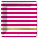Kenzie Pink and White Stripes 10.25" Paper Plates - A Gifted Solution