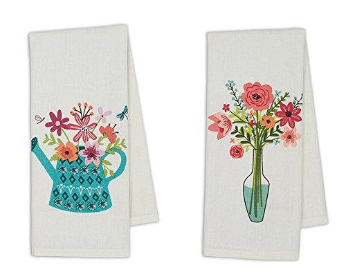 Floral Watercan and Vase Dishtowels (Set/2)