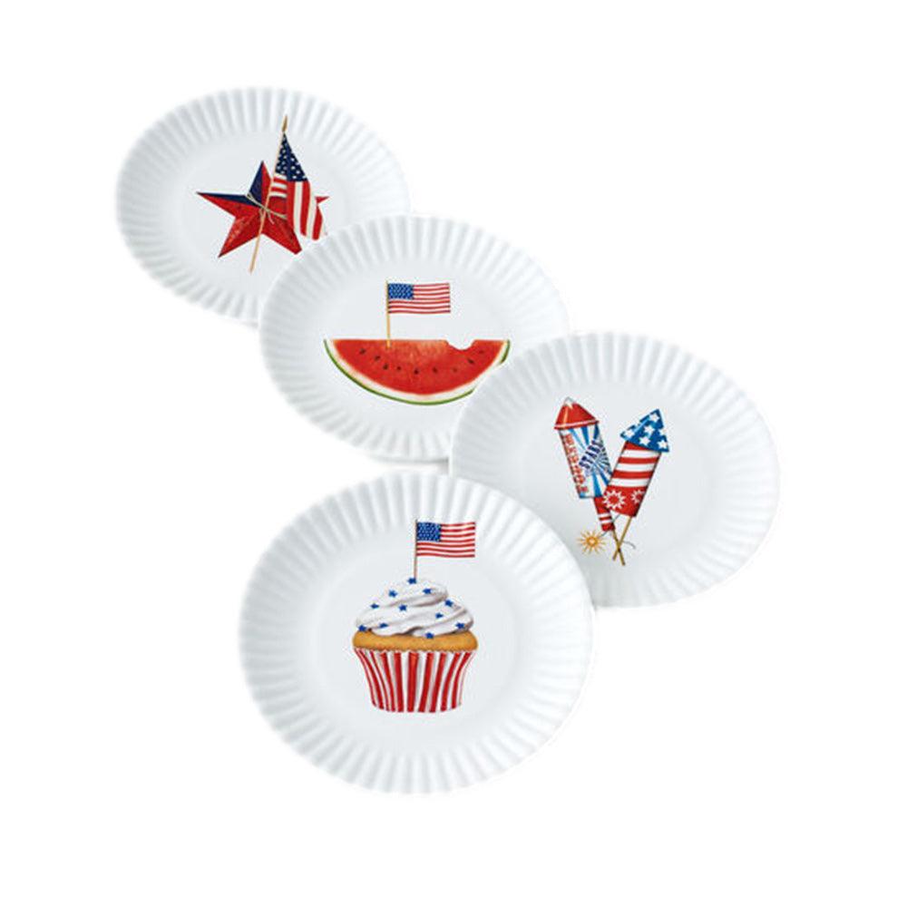 One Hundred 80 Degrees American Holiday Melamine Plates Set of 4