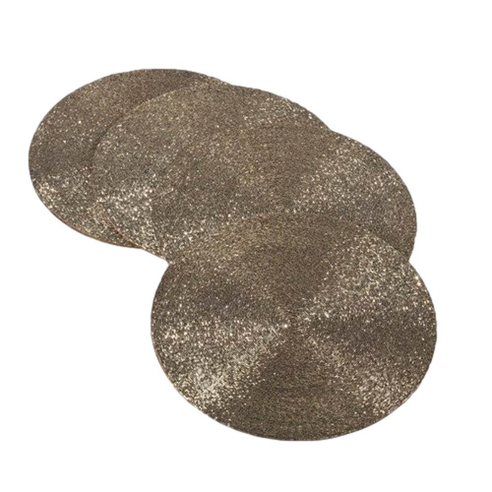 Saro Round 14-inch Beaded Placemats Set of 4, Bronze