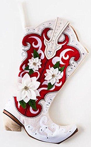 Cowgirl Boot Christmas Stocking Red