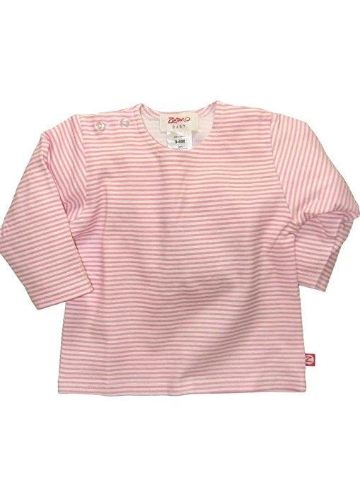 Zutano Pink Candy Stripe Long Sleeve Tee Shirt 6-12 months