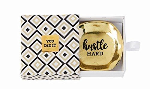 Gold Finish Metal "Hustle Hard" Trinket Dish Graduation Gift