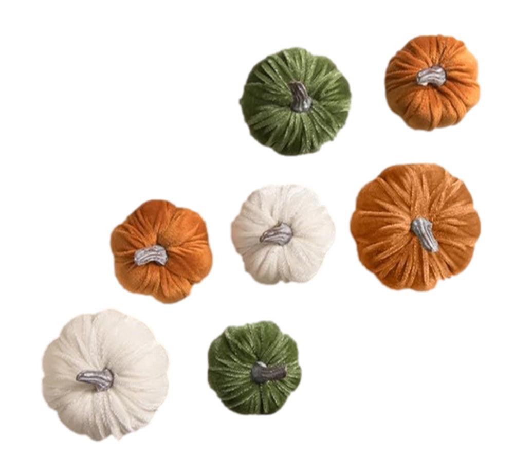 Elegant Miniature Velvet Pumpkins Set of 7
