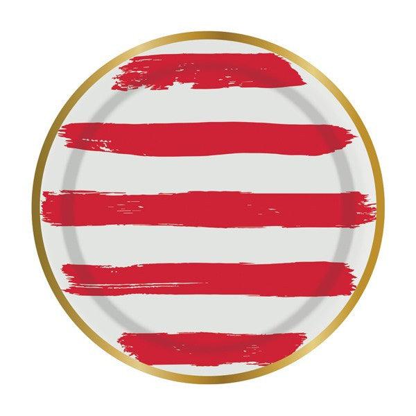 Red and White Stripe 7" Paper Plates