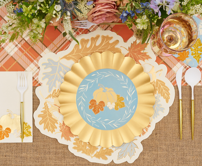 Gilded Harvest Thanksgiving Paper Dinner Plates