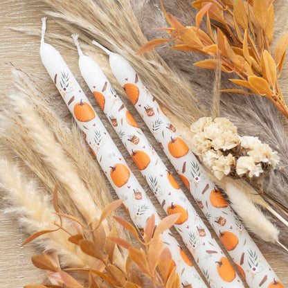 Pumpkin Design Taper Candles Set of 3
