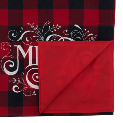 Red and Black Buffalo Plaid Merry Table Runner