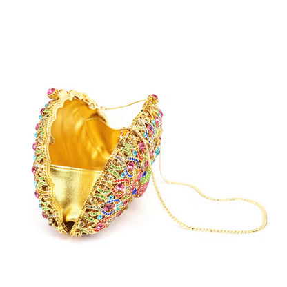 Colorful Crystal Peacock Clutch/Shoulder Evening Handbag