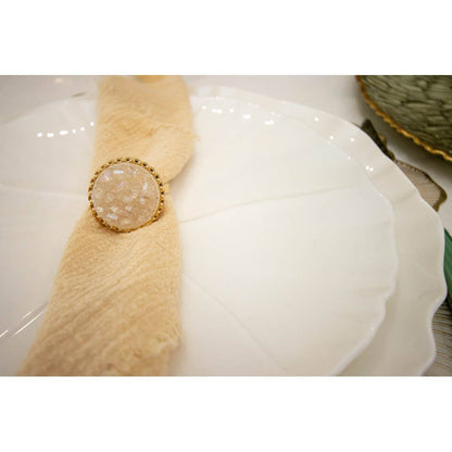 White Diamond Flecked Napkin Rings Set of 4