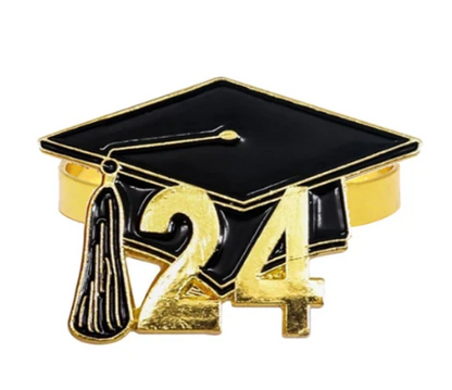 Graduation Cap Year 24 Napkin Rings (Set/4)