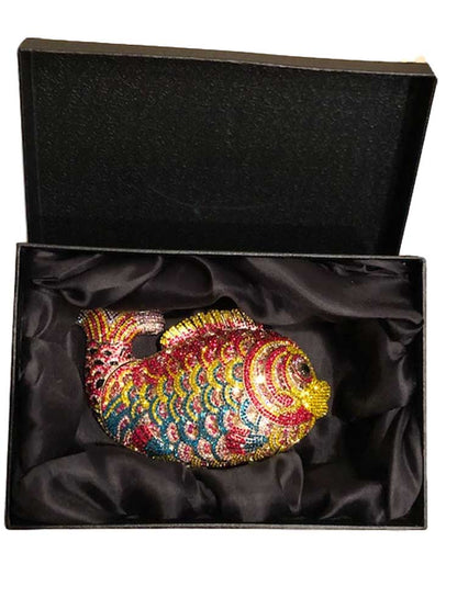 Multicolor Crystal Fish Clutch/Shoulder Evening Bag
