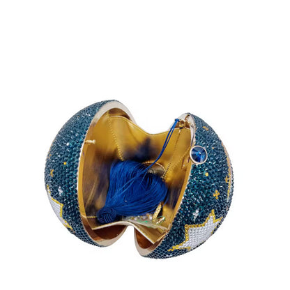 Color Crystal Moon and Stars Clutch/Shoulder Evening Handbag