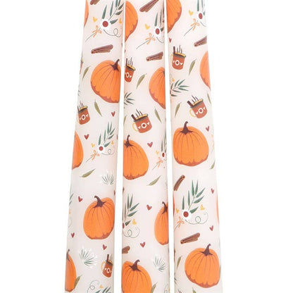 Pumpkin Design Taper Candles Set of 3