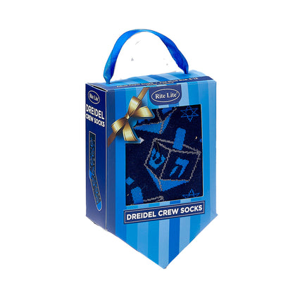 Hanukkah Dreidels and Stars Adult Crew Socks