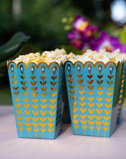 Aqua Blue and Gold Foil Treat Boxes Pkg of 12