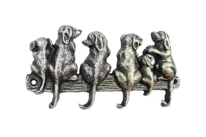 Silver Cast Iron Dog Wall Hooks 8"