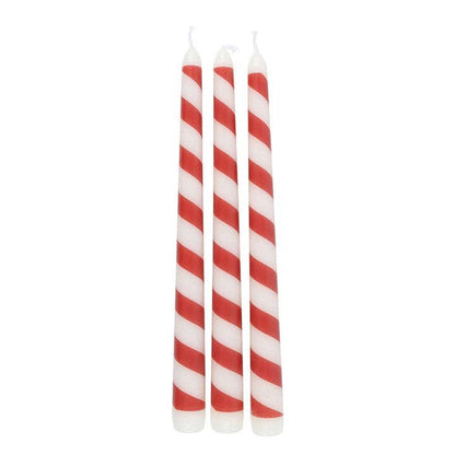 Candy Cane Stripe Taper Candles Set of 3