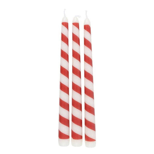 Candy Cane Stripe Taper Candles Set of 3