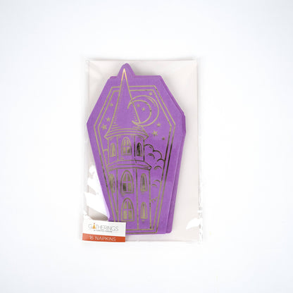 Purple Die-Cut Coffin Paper Guest Towel Napkins