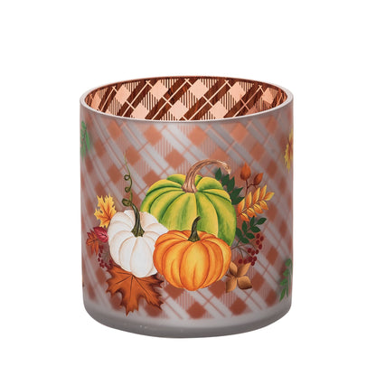Pumpkins and Plaid Light Up Glass Vase