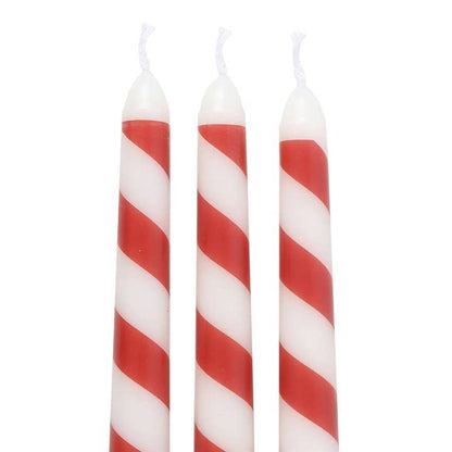 Candy Cane Stripe Taper Candles Set of 3