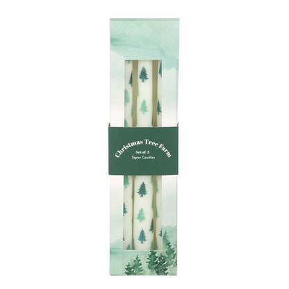 Christmas Tree White Taper Candles Set of 3