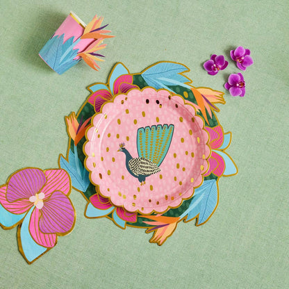 Peacock Design Paper Dinner Plates Pkg 8