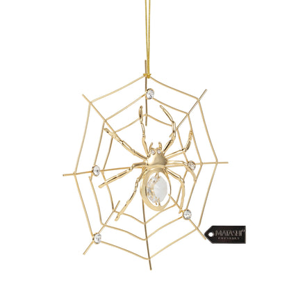 Gold and Crystal Spider Web Hanging Ornament