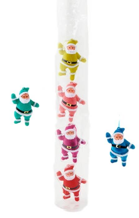 One Hundred 80 Degrees Tube of Colorful Santa Ornaments Set of 6