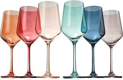 Pastel Color Wine Glasses Set of 6