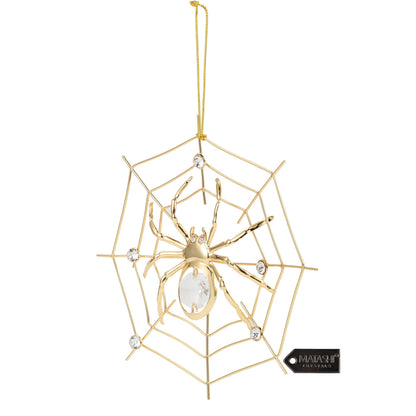 Gold and Crystal Spider Web Hanging Ornament