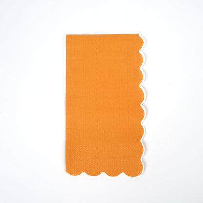 Green Orange Gold Scallop Paper Guest Towel Napkins