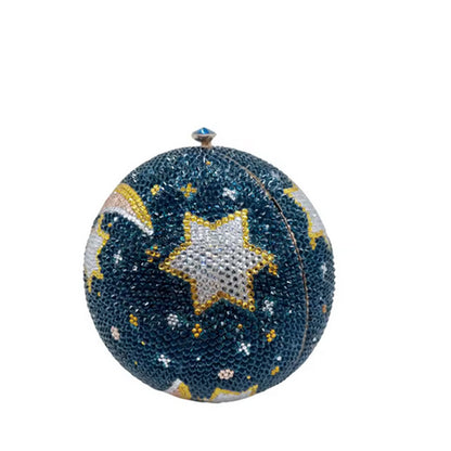 Color Crystal Moon and Stars Clutch/Shoulder Evening Handbag