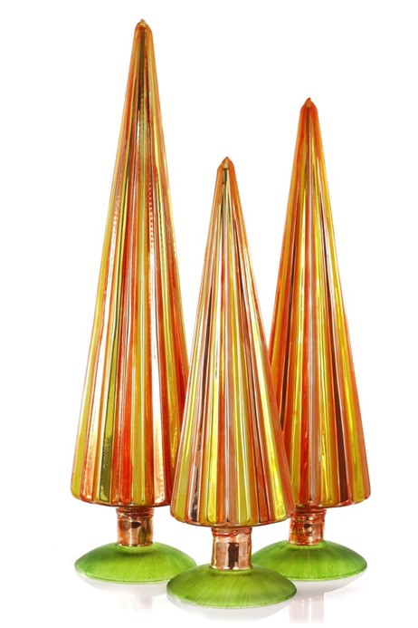 Cody Foster Amber Color Pleated Tabletop Tree Set of 3