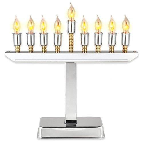 Silver and Gold Accents Contemporary Electric Menorah