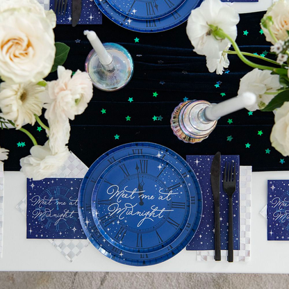 Meet Me at Midnight Blue Paper Dinner Plates